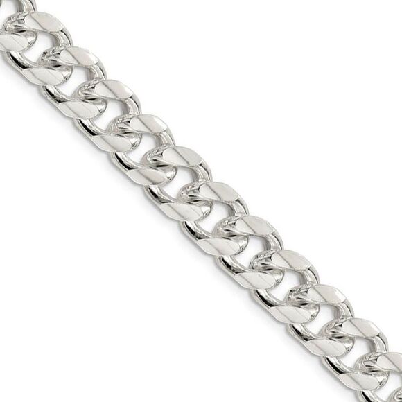 Mens 10.5mm Sterling Silver Solid D/C Domed Curb Chain Necklace 26 In